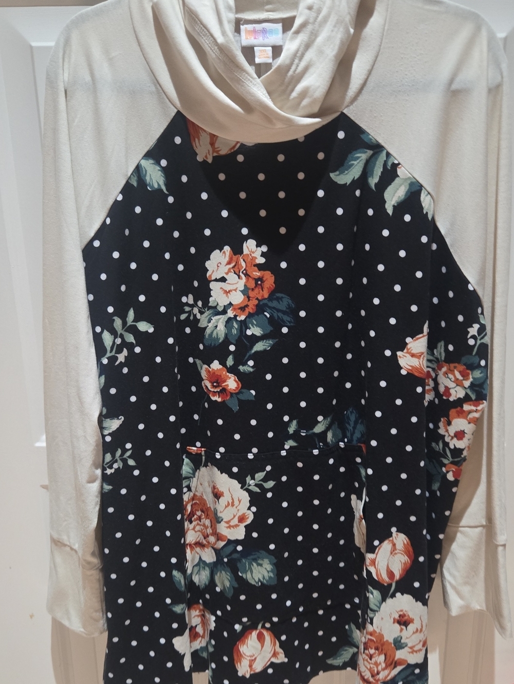 Lularoe "Amber" Floral Polka Dot Cowl Neck Tunic